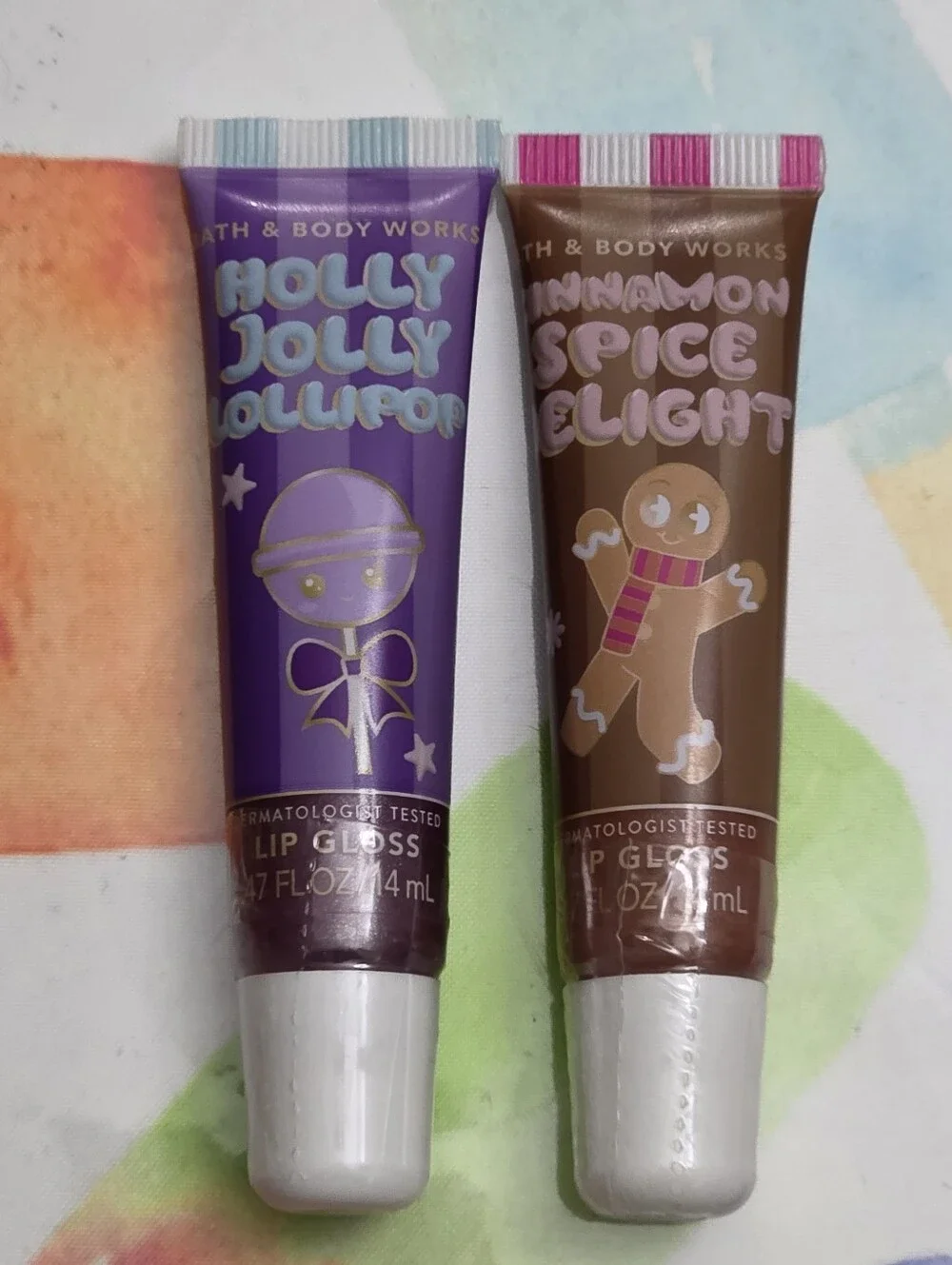 Bath Body Works Holly Jolly Lollipop & Cinnamon Spice Delight Lip Gloss Set NEW